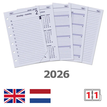 6231-26 125 x 80 mm Pocket 6 Ring Binder Refills Daily NL EN 2026